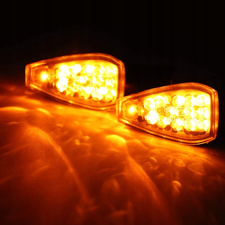 4x KIERUNKOWSKAZY MOTOCYKLOWE QUADA HOMOLOGACJA 12 V CZARNE DYMIONE 14 LED