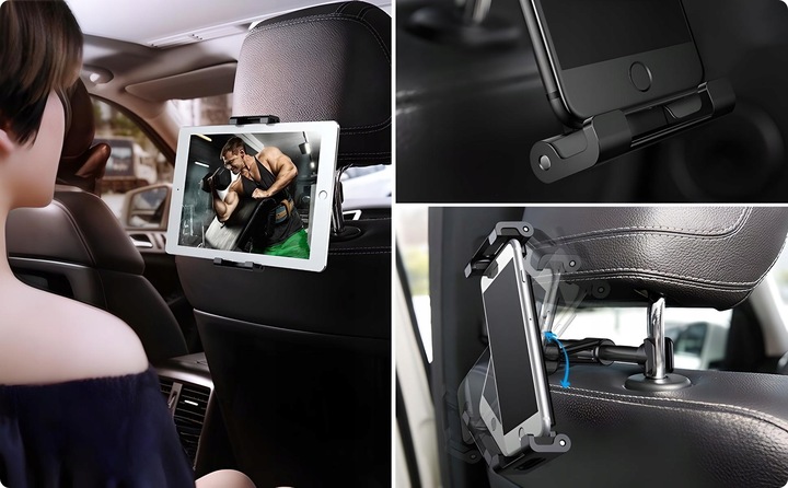 SOLIDNY UCHWYT SAMOCHODOWY BASEUS DO AUTA NA ZAGŁÓWEK TABLET TELEFON DO 13"