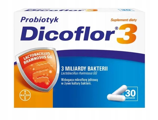 DICOFLOR 3 KAPSUŁKI DLA DZIECI PROBIOTYK 30 KAPS.