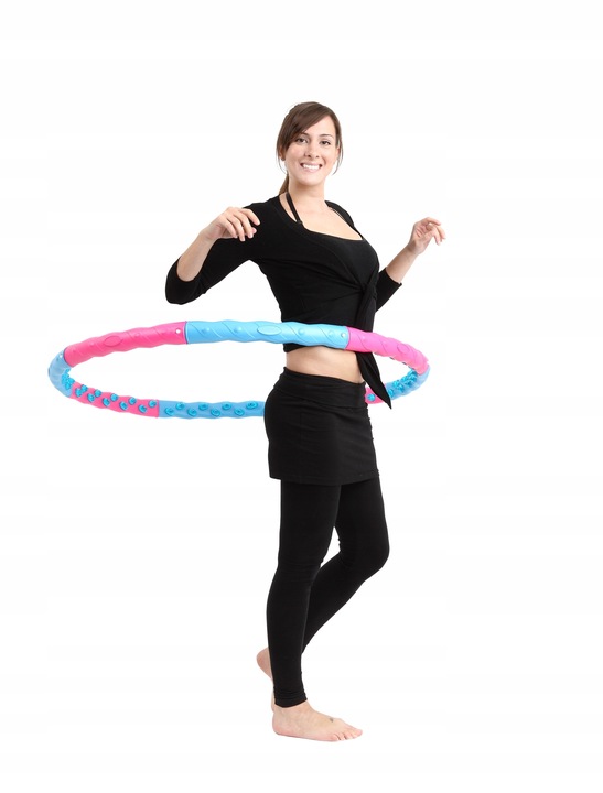 HULA HOP ODCHUDZAJĄCE Z WYPUSTKAMI OBCIĄŻNIKIEM KULKAMI SKŁADANE KOŁO 108cm