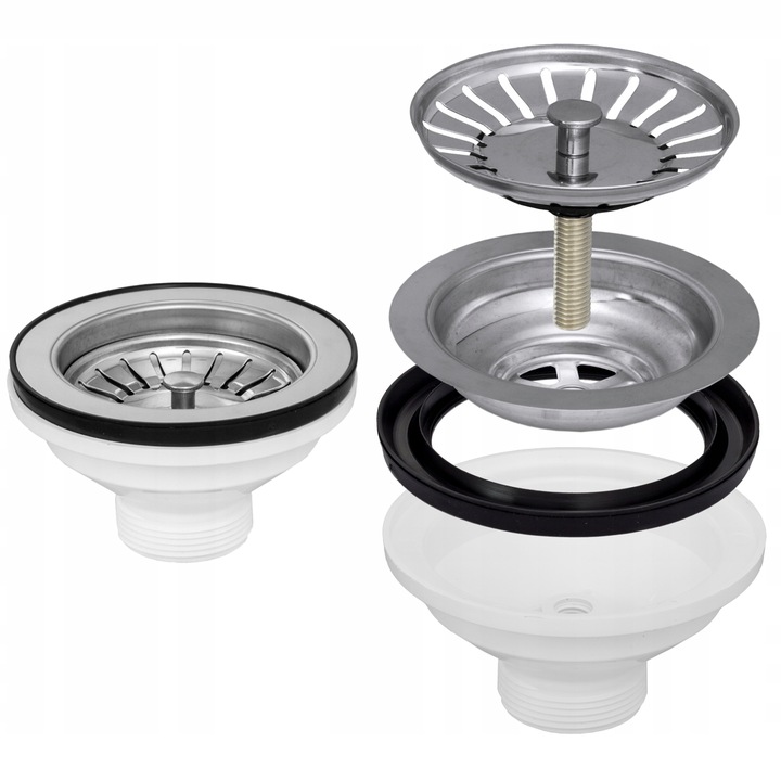 SYFON KOREK okrągły SITKO DO zlewu ZLEWOZMYWAKOWY KOSZYK 90 mm ŚRUBA 4 cm
