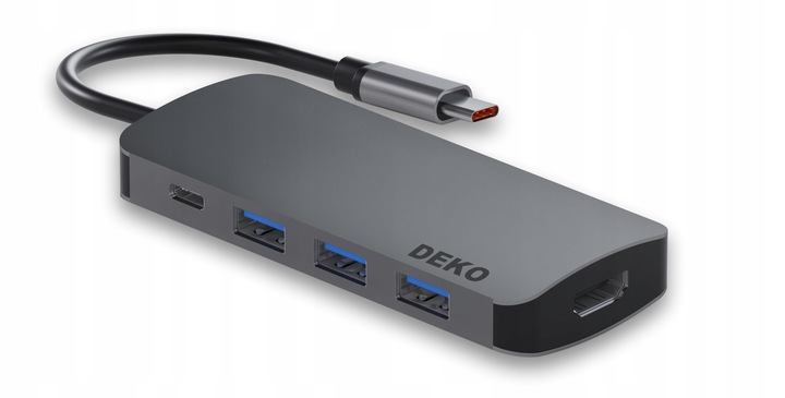 Hub USB C 5w1 Stacja Dokująca 100W HDMI 4K 60Hz 3xUSB DEKO Lite