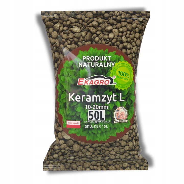 Keramzyt Ogrodniczy 50L 10-20 mm 15KG Drenaż do Warzyw Roślin