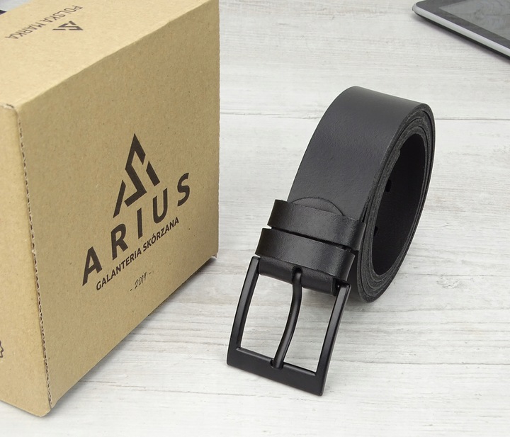 Pasek skórzany męski Modny czarny skóra naturalna do spodni garniturowych