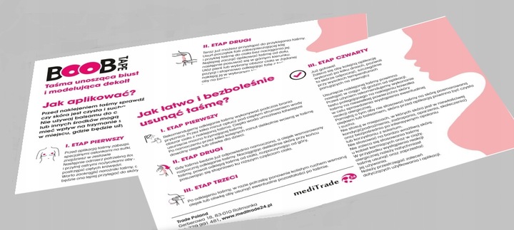 TAŚMA UNOSZĄCA BIUST MODELUJĄCA DEKOLT PUSHUP TAPING BOOB TAPE ULOTKA PL