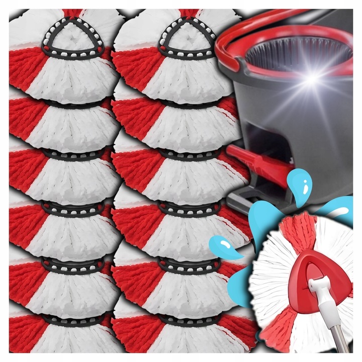 12X WKŁAD DO MOPA OBROTOWEGO VILEDA TURBO WKŁAD ZAPAS KOŃCÓWKA MEGA CHŁONNE