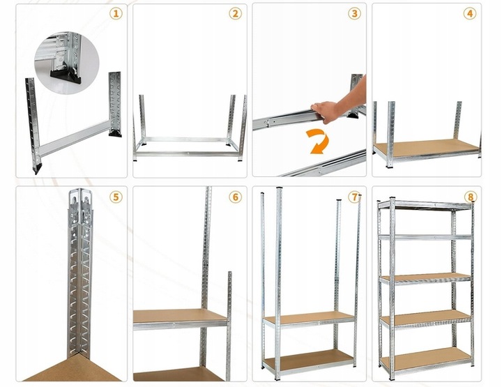 REGAŁ MAGAZYNOWY WARSZTATOWY SOLIDNY 5 PÓŁEK 150x75x30 750 kg KLT30C