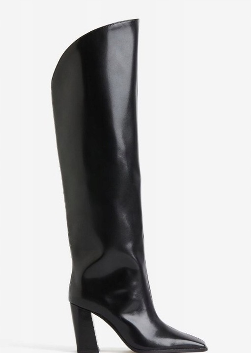 H&M KOZAKI DAMSKIE WYSOKIE ZA KOLANO KLOCEK MUSZKIETERKI CZARNE 39 Y_E