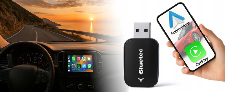 BEZPRZEWODOWY ADAPTER MODUŁ CARPLAY ANDROID AUTO WIFI BLUETOOTH 5.0