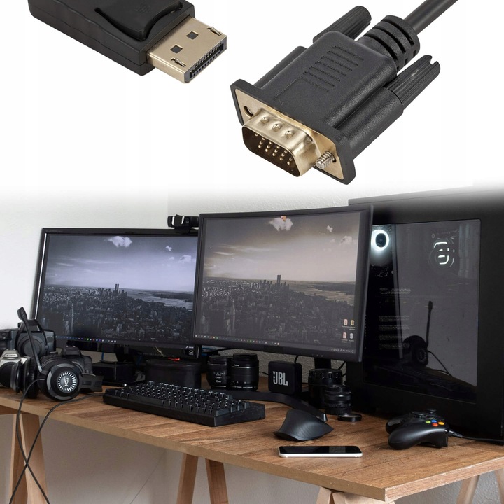 PRZEJŚCIÓWKA ADAPTER DISPLAYPORT DO VGA KONWERTER