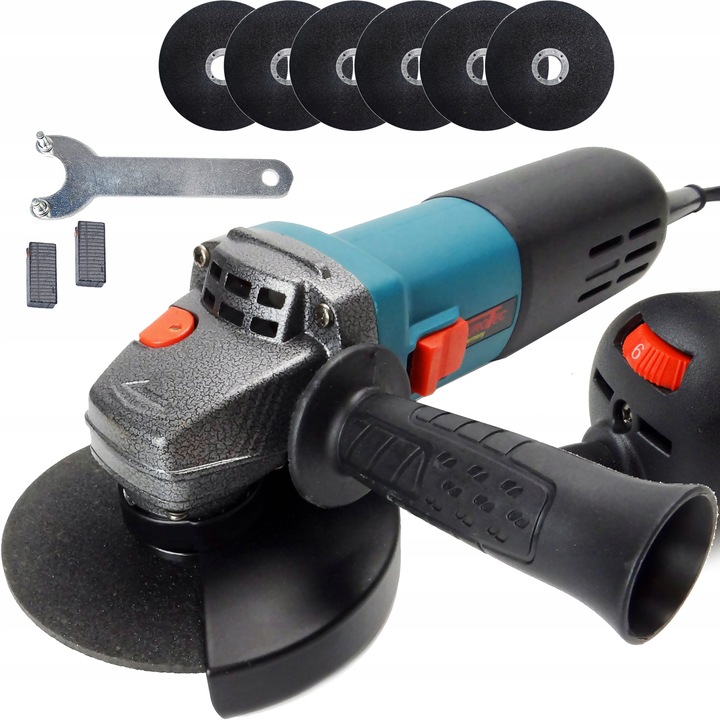 SZLIFIERKA KĄTOWA SIECIOWA 1750 Z REGULACJĄ OBROTÓW I ZESTAWEM TARCZ