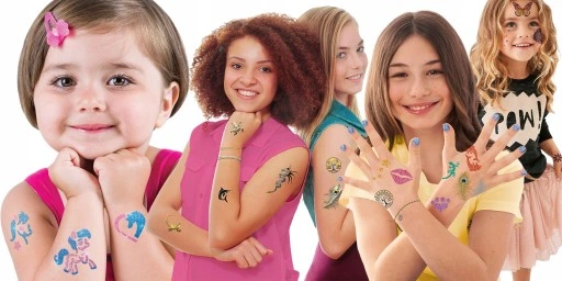 Tatuaże Brokatowe Dla Dzieci DUŻO Szablonów + 6 BROKATÓW Świecących w NOCY