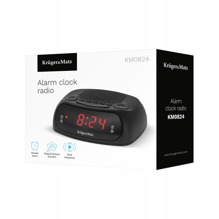 Radiobudzik Kruger&Matz pamięć 20 stacji podwójny budzik drzemka timer