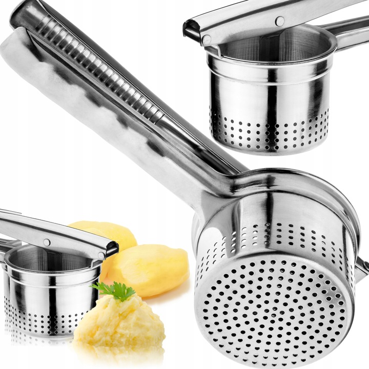 MASYWNA PRASKA DO ZIEMNIAKÓW WARZYW STAL NIERDZEWNA WYCISKARKA TŁUCZEK
