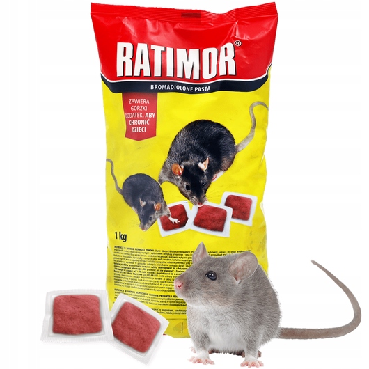 TRUTKA NA SZCZURY MYSZY TRUCIZNA GRYZONIE RATIMOR PASTA Czerwona 1KG