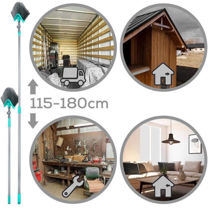 Miotła TRÓJKATNA szczotka teleskopowa narożna do pajęczyn kurzu