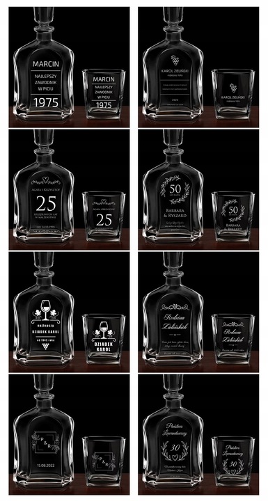 Karafka z Grawerem ze Szklankami Prezent dla Faceta Niego na 50 Urodziny