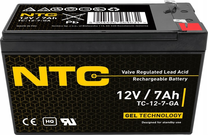 AKUMULATOR ŻELOWY BEZOBSŁUGOWY UPS 12V 7Ah (wymiar 7.2Ah, 7.5Ah, 9Ah, 10Ah)