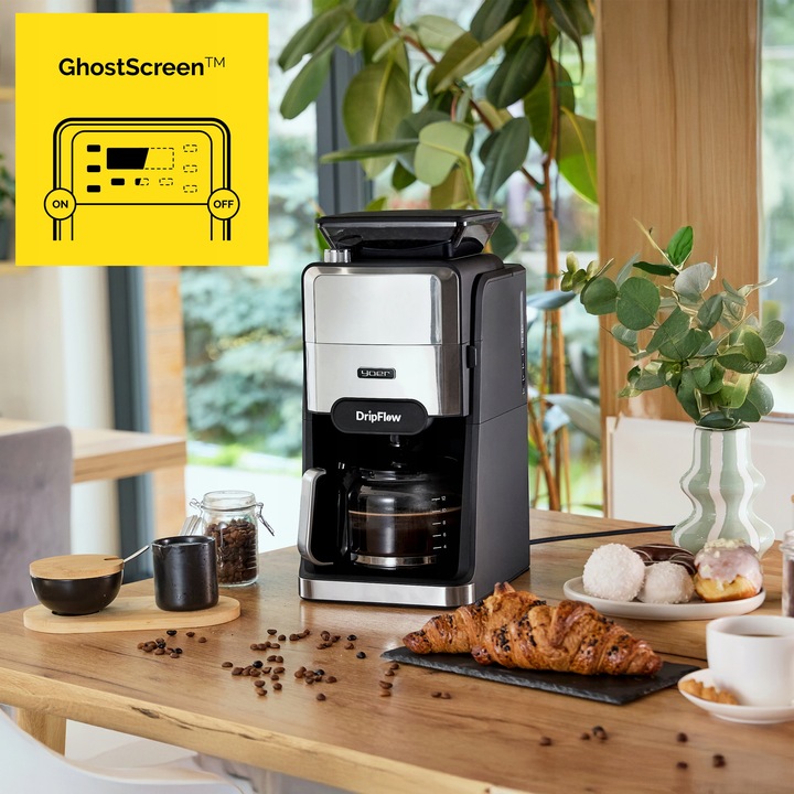 Ekspres przelewowy do kawy z Młynkiem żarnowym Yoer 1520W 1,5L