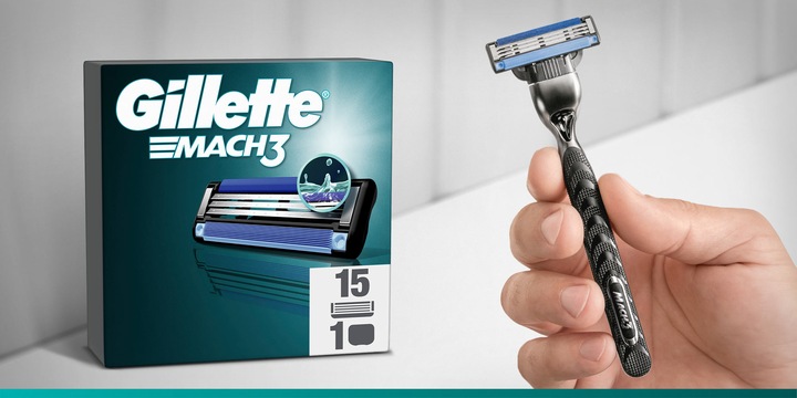 Gillette Mach3, Wkłady wymienne z 3 ostrzami do maszynki, 15 sztuk