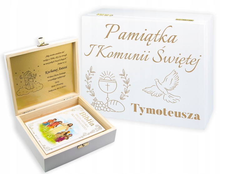 BIBLIA NA KOMUNIĘ NA CHRZEST PAMIĄTKA Z GRAWEREM