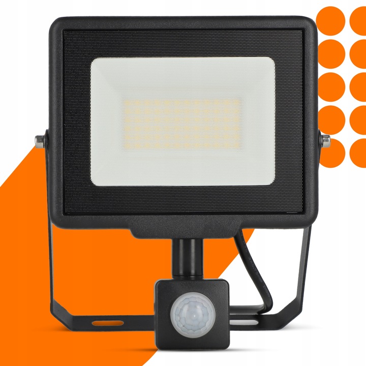 Naświetlacz LED SLIM 50W Halogen z CZUJNIK RUCHU Zmierzchu Reflektor