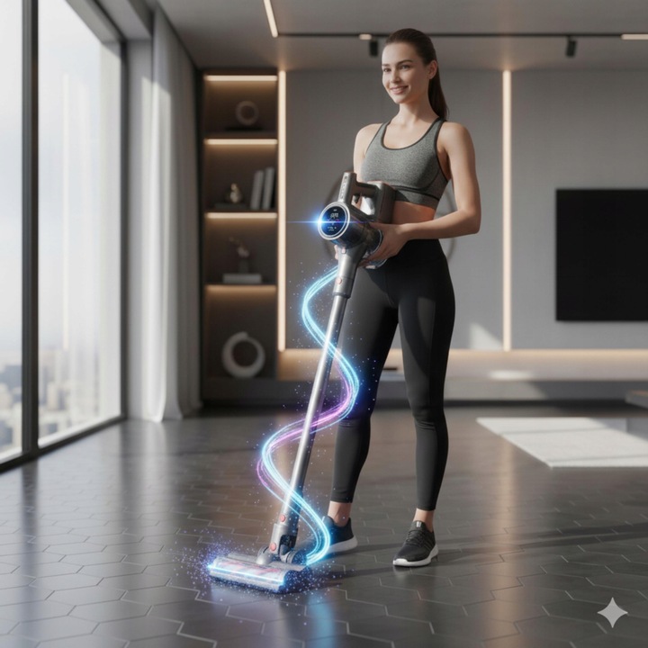 ODKURZACZ PIONOWY BEZPRZEWODOWY 31 kPa 400W HEPA Elektroszczotka LED