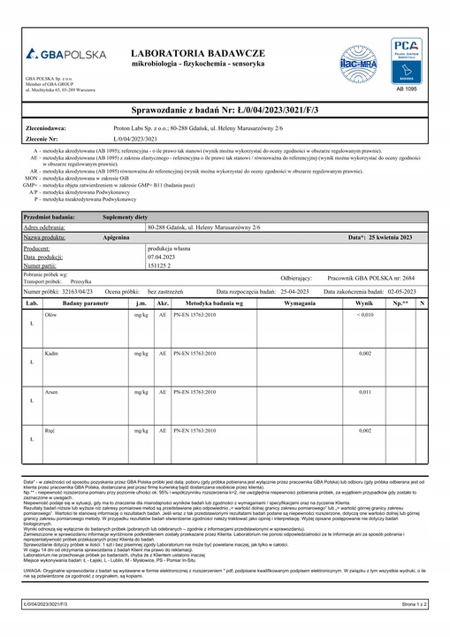 PROTON LABS Apigenina 15g CZYSTY PROSZEK Apigenin 98-99% PURE