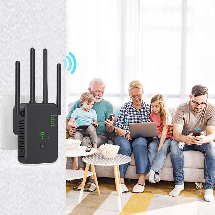 WZMACNIACZ SYGNAŁU WI-FI MOCNY REPEATER 1200MB/S 2.4GGHZ 5GHZ DWUZAKRESOWY