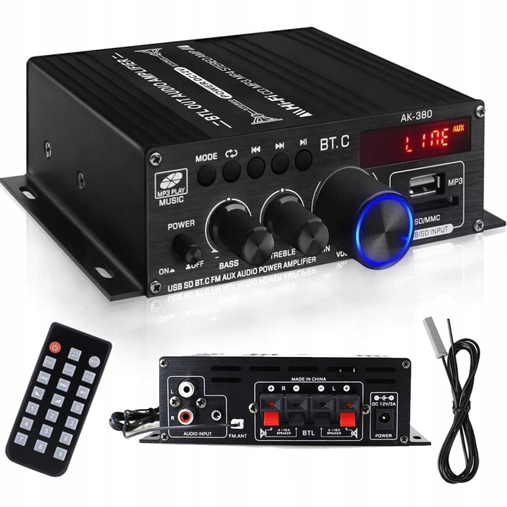 WZMACNIACZ AMPLITUNER RADIO SAMOCHODOWE GŁOŚNIK KARAOKE BLUETOOTH +