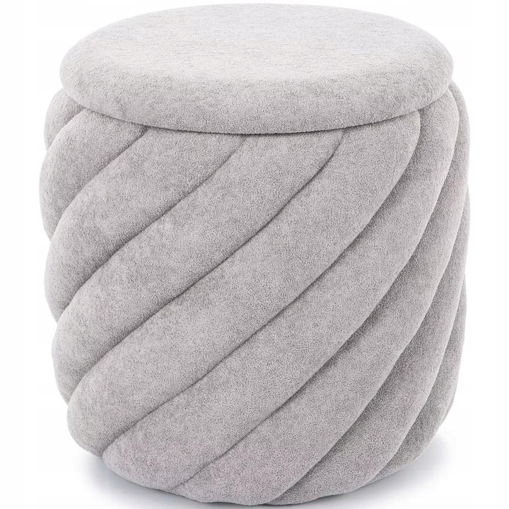 Pufa ze Schowkiem do Salonu Jasny Szary Puf Tapicerowany PELARO SIGNAL