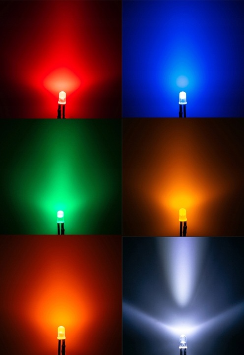 ZESTAW 300 SZT DIODY LED DIP 3mm i 5mm - 6 kolorów w organizerze