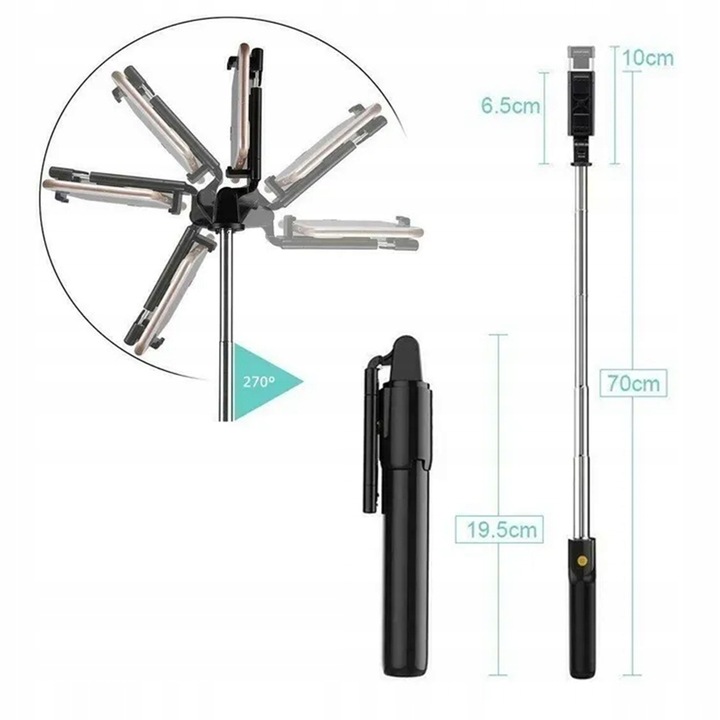 KIJEK DO SELFIE STICK STATYW DO TELEFONU Z PILOTEM BLUETOOTH TRIPOD STATYW