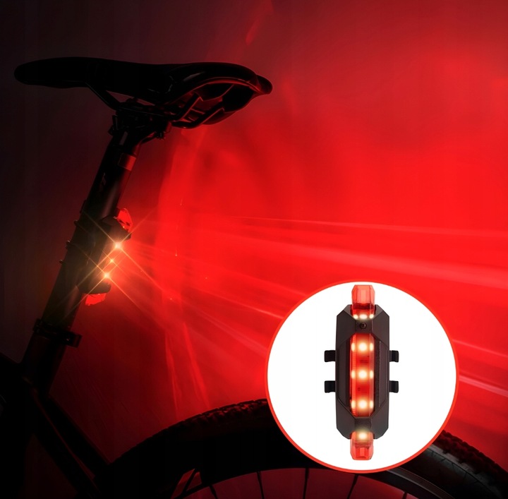 Lampa Rowerowa Lampka Solarna Na Kierownicę USB Zestaw Przód + Tył LED