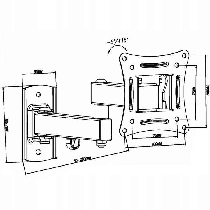 MOCNY UCHWYT ŚCIENNY OBROTOWY WIESZAK DO TV MONITORA 10-32" CALE VESA