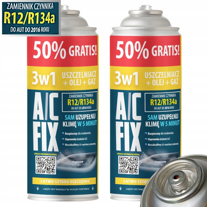 2x AC FIX R134a Gaz Olej Uszczelniacz 3w1 CZYNNIK CHŁODNICZY KLIMATYZACJI