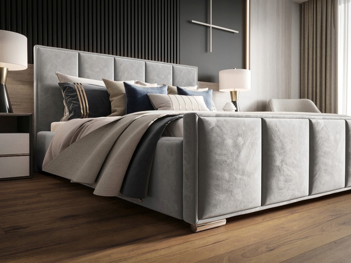 Łóżko 160x200 2 Zagłowia Panele Fancy Sypialnia_pl + POJEMNIK + STELAŻ