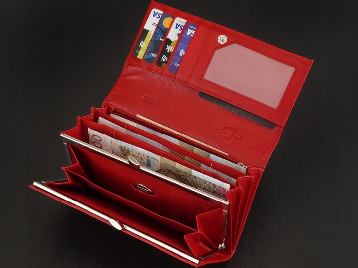 KOCHMANSKI portfel damski skórzany duży czerwony na dokumenty i karty