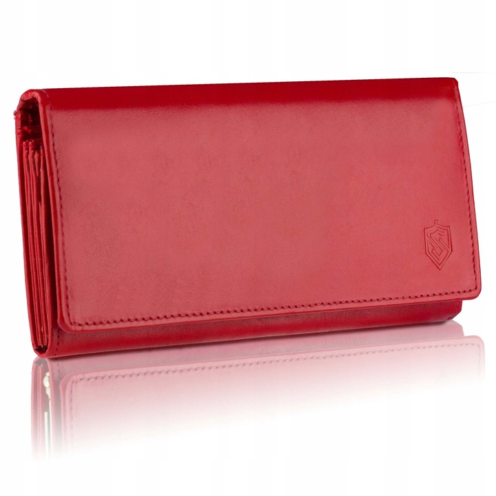 Duży Pojemny Portfel Damski Skórzany STEVENS Czerwony Z Ochroną RFID