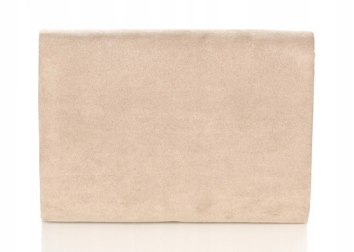 Efektowna Beżowa Kopertówka na łańcuszku Zamsz