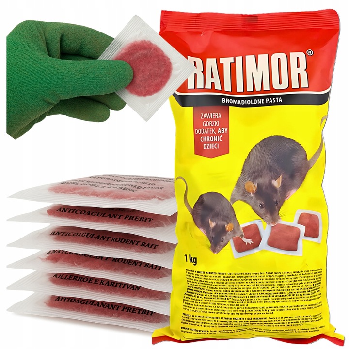 TRUTKA NA SZCZURY MYSZY TRUCIZNA GRYZONIE RATIMOR PASTA Czerwona 1KG