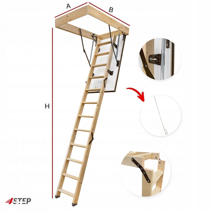 Schody Strychowe Wyłaz na Strych 4STEP GREENLINE 120x80 35mm 1,05