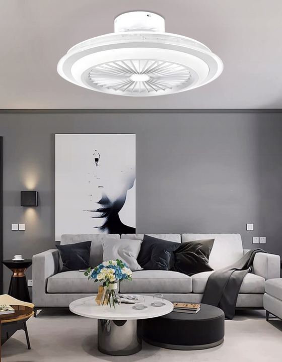 WENTYLATOR SUFITOWY WIATRAK PLAFON LAMPA LED 51 CM DUŻY APLIKACJA