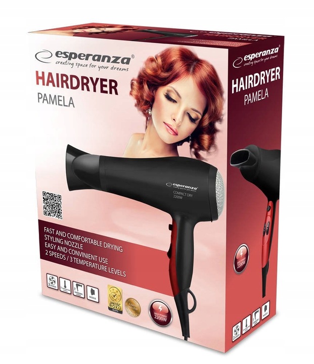 SUSZARKA DO WŁOSÓW ZIMNY NAWIEW + KOŃCÓWKA 3 TRYBY 2200W