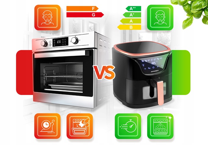 FRYTKOWNICA BEZTŁUSZCZOWA AIR FRYER FRYTOWNICA 5L GRATIS BERDSEN 1500W