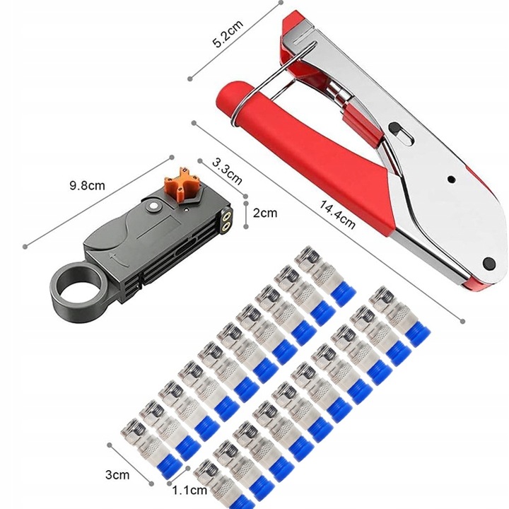 ZACISKARKA WCISKACZ ZESTAW SZCZYPIEC KOMPRESYJNYCH + 20SZT WTYCZKA F RG59/6