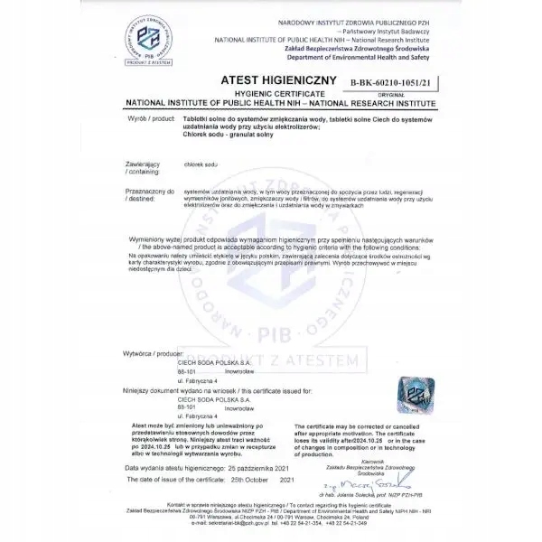 TABLETKI SOLNE DO ZMIĘKCZACZY STACJI UZDATNIANIA WODY CIECH SÓL AQUA 25KG