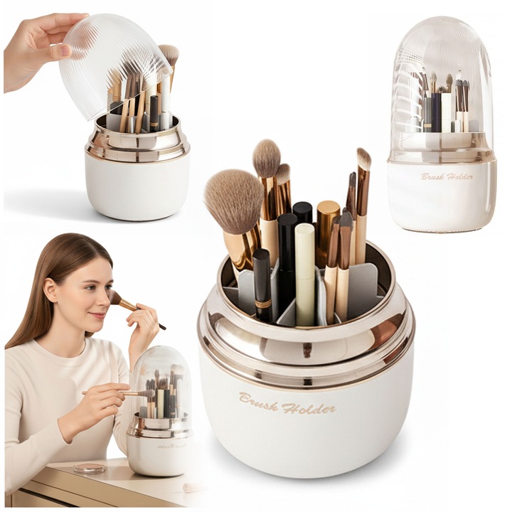 Obrotowy organizer pojemnik na pędzle do makijażu kosmetyki kuferek