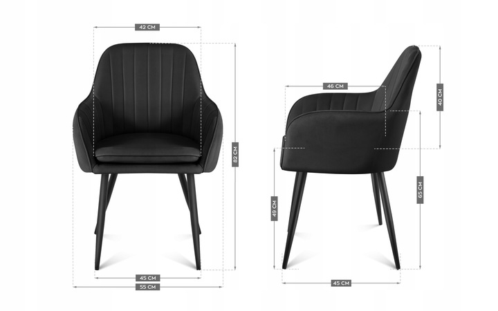 Krzesło welurowe tapicerowane MARK ADLER czarne do jadalni salonu loft