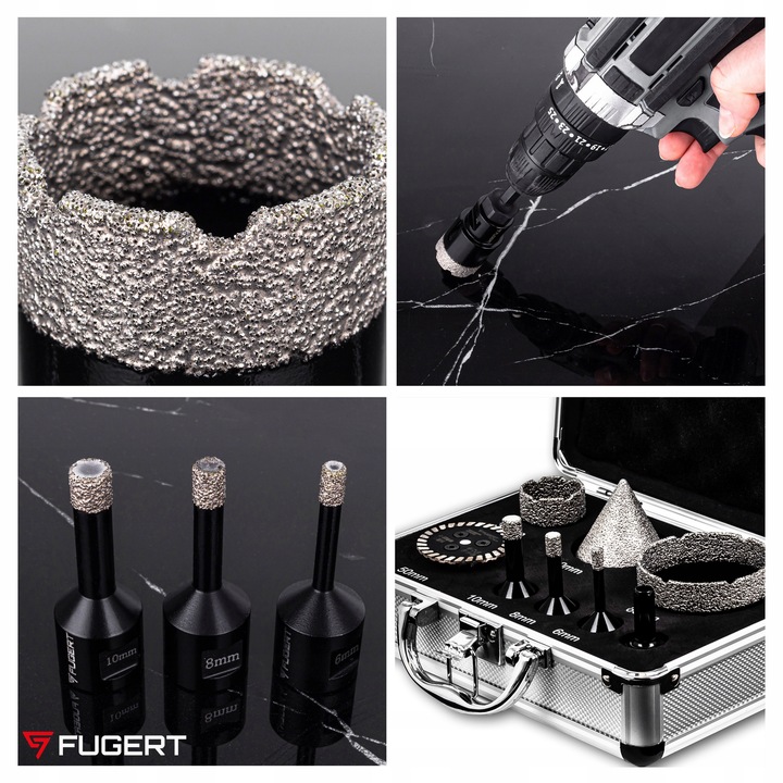 OTWORNICA DIAMENTOWA KORONKA DO GRESU PŁYTEK ZESTAW 6-68MM STOŻEK +